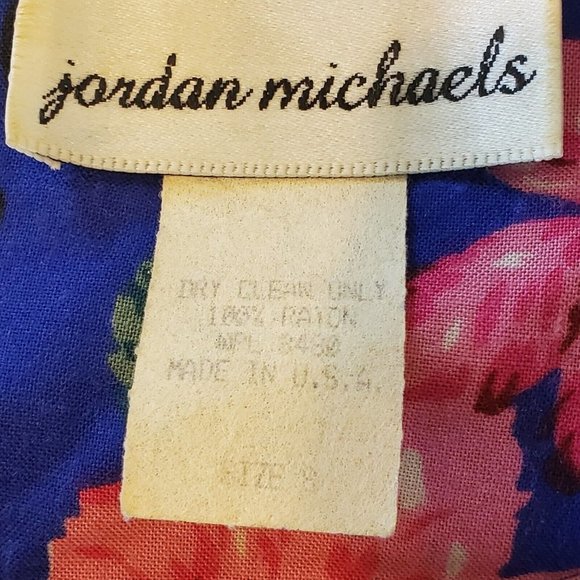 Vintage 80s Blouson Floral Longsleeve Secretary Dress Pockets‎ Blue Sz Small - Picture 8 of 8